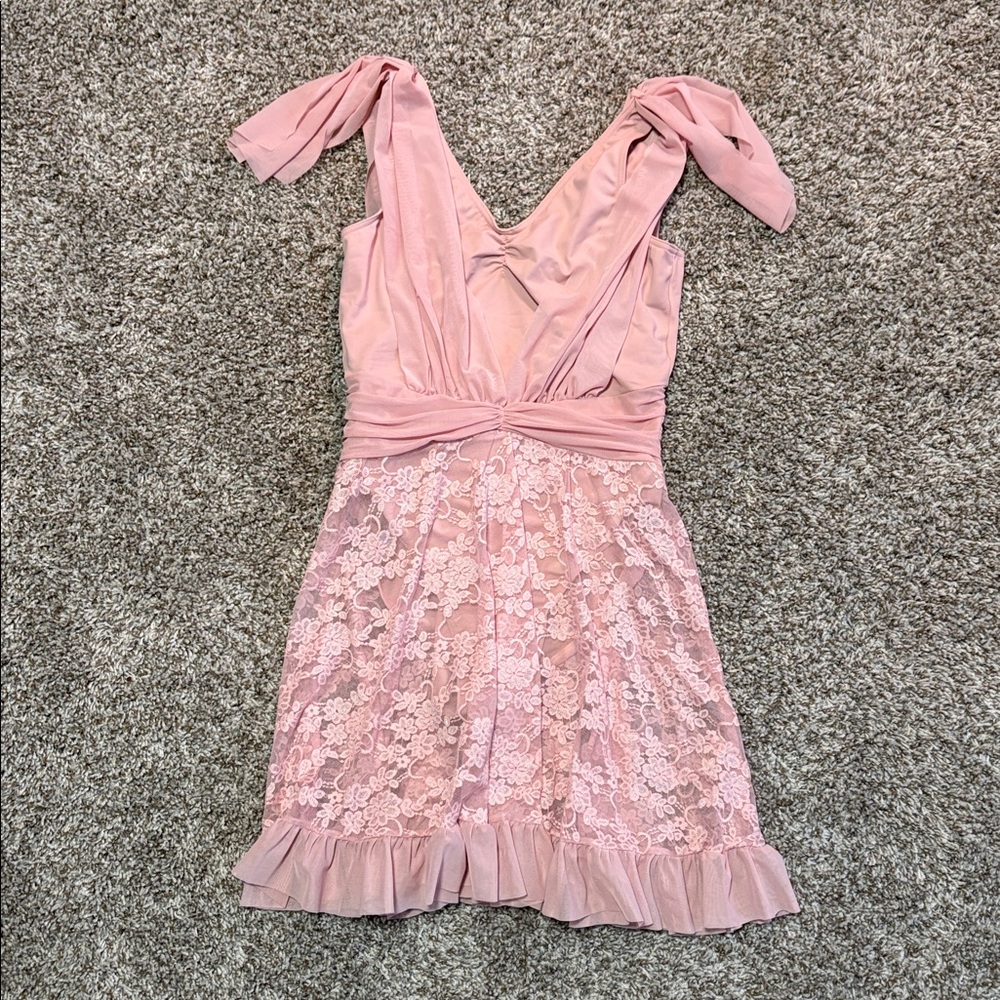 Balera Soft Pink Dance Costume with Mesh Trim